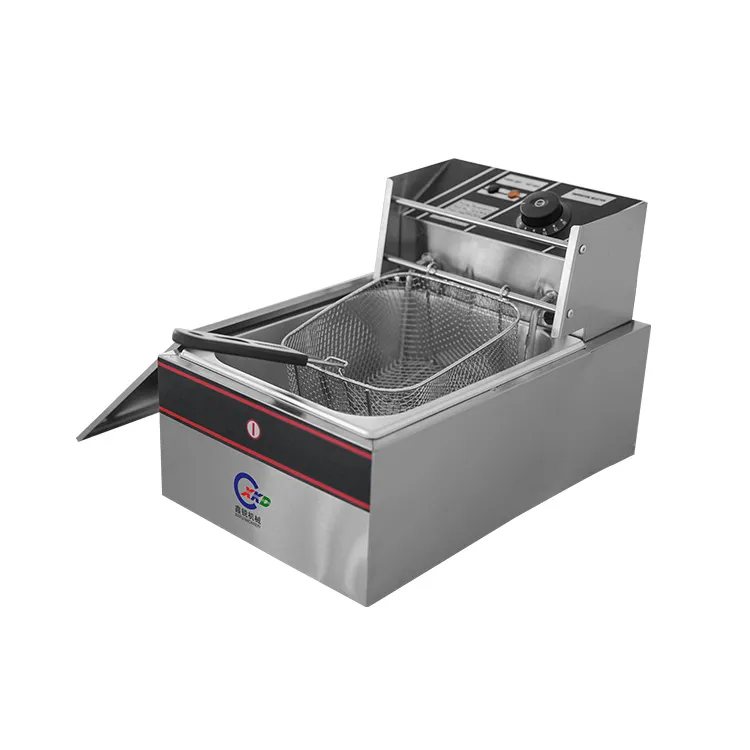 De un solo cilindro de un solo tamiz eléctrico freidora con el lavabo de aceite de espesor - Freidora - foodmachtech